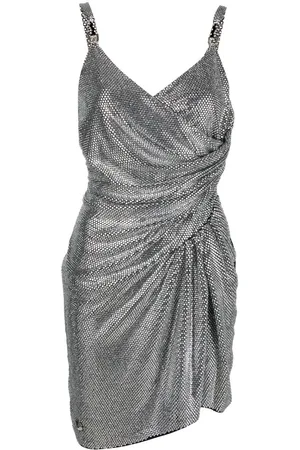 Philipp Plein Crystal-embellished ruched mini dress