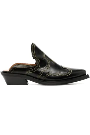 Ganni Embroidered western mules