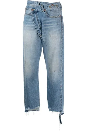 R13 Off-centre distressed denim trousers