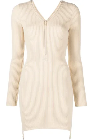 Courrèges Ribbed-knit zip-up dress