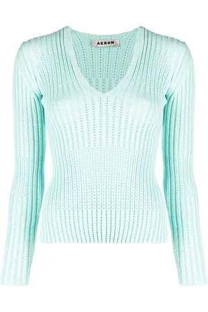 AERON Ribbed V-neck long-sleeve top
