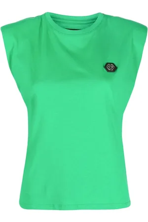 Philipp Plein Shoulder-pads logo-patch tank top