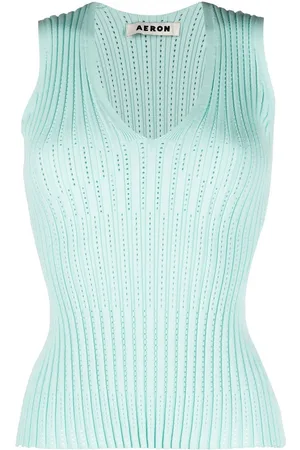 AERON V-neck ribbed-knit top