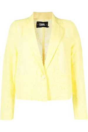 Karl Lagerfeld Broderie-anglaise cropped cotton blazer