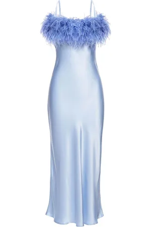 Sleeper Boheme Feather Trim Slip Dress