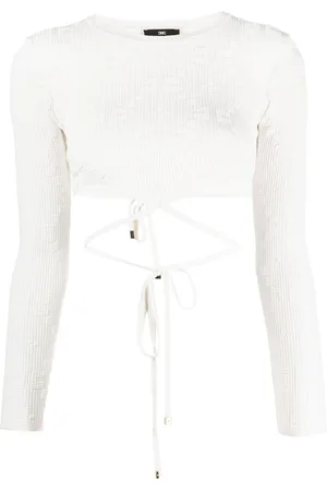 Elisabetta Franchi Rear-tie ribbed crop top