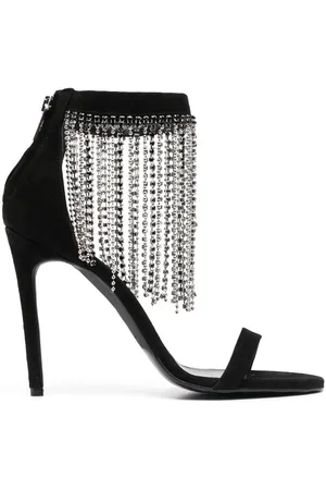 Pinko Rhinestone-fringe suede sandals