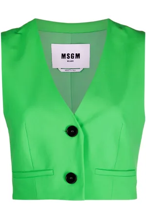 Msgm Cropped virgin wool waistcoat