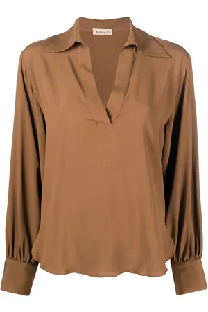 BLANCA V-neck draped blouse
