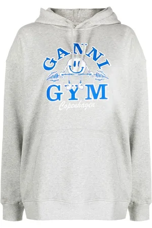 Ganni Gym-print organic cotton hoodie