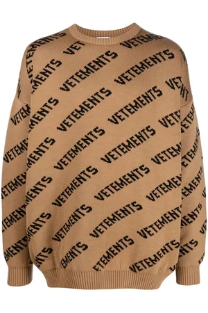Vetements Logo-print intarsia-knit jumper