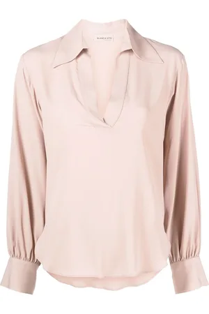 BLANCA Draped V-neck blouse