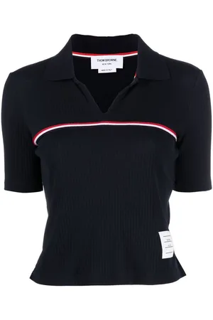 Thom Browne RWB-stripe short-sleeved pólo shirt