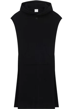 Courrèges Ribbed-knit sleeveless hoodie