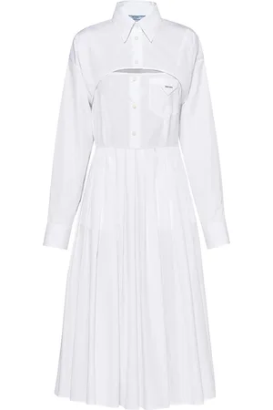 Prada Pleated-skirt poplin shirtdress