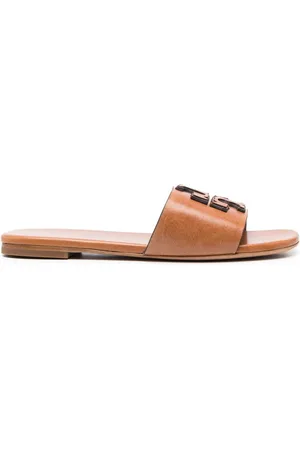 Tory Burch Embossed-logo leather slides