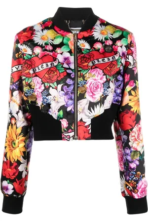 Philipp Plein Floral-print cropped bomber jacket