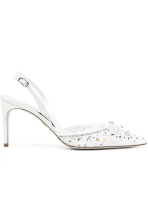 RENE CAOVILLA Lace embellished sling back pumps