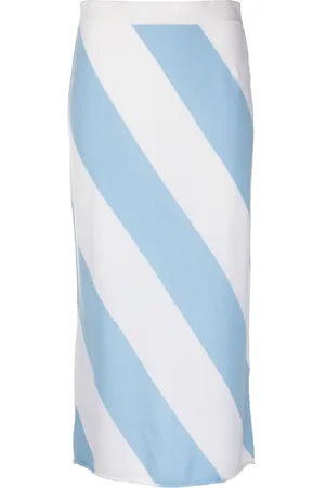 Allude Stripe-print pencil knitted skirt