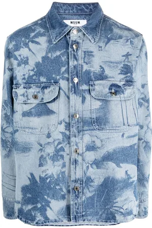 Msgm Palm tree-print cotton shirt