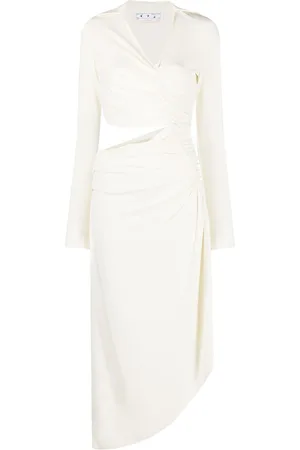 OFF-WHITE Vi-Crepe draped midi dress