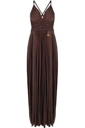 Elisabetta Franchi V-neck pleated gown