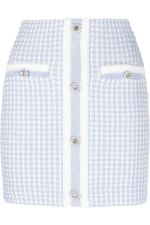 Self-Portrait Checked metallic mini skirt