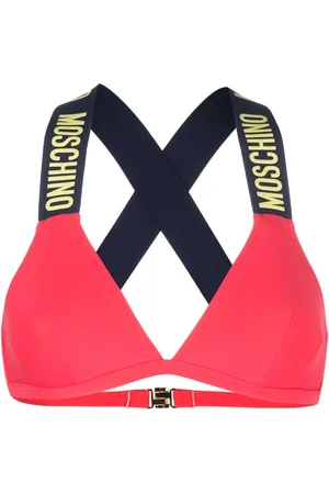 Moschino Logo-embossed bikini top