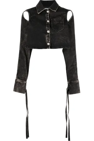 ANDREADAMO Cut-out cropped denim jacket