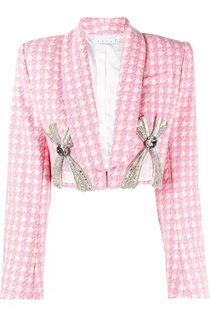 AREA Deco bow slit cropped blazer