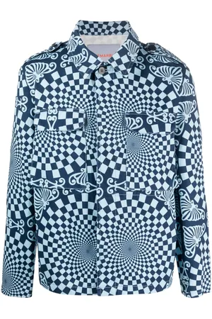 Bluemarble Geometric-pattern cotton shirt