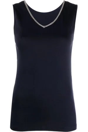Fabiana Filippi Bead-embellished V-neck tank top