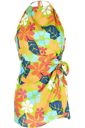 FAITHFULL THE BRAND Leaf-print halterneck mini dress
