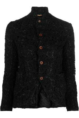 Comme des Garçons Floral-embroidered button-up jacket
