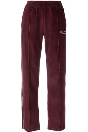 Sporty & Rich Velour side-stripe track pants