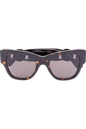 VERSACE Logo-plaque round-frame sunglasses