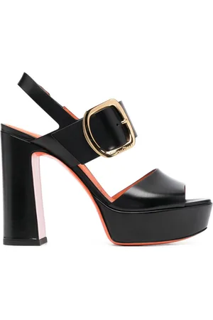 santoni Logo-buckle block-heel sandals