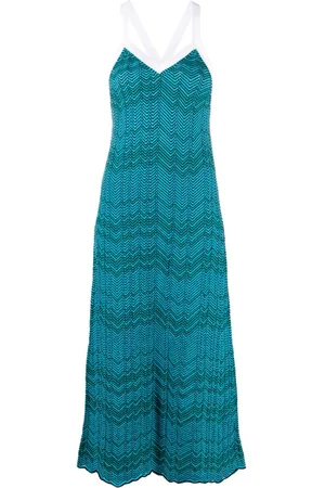 WALES BONNER Palm chevron-knit midi dress