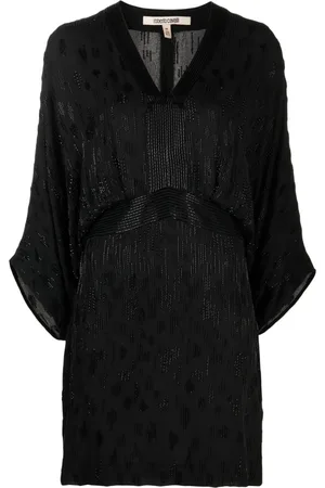 Roberto Cavalli Bead-embellished short silk dress