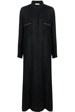 Fabiana Filippi Long-sleeved maxi linen shirtdress