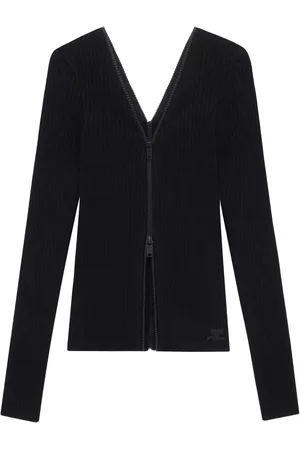 Courrèges Double zip-detail ribbed jumper