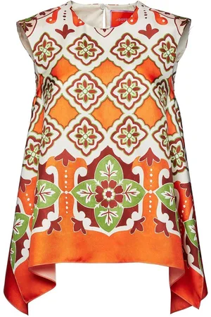 La DoubleJ San Carlo asymmetric printed silk blouse