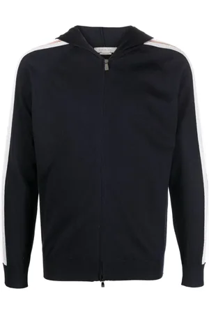 corneliani Striped-sleeve zip-up hoodie
