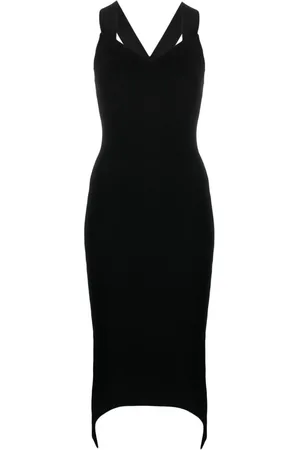 Patou Sweetheart-neck midi dress