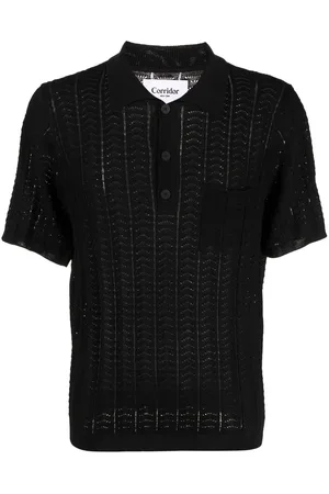 Corridor Openwork-knit polo shirt