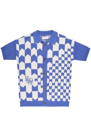 Rhude Racing Checkered knitted polo shirt