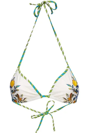 La DoubleJ Floral-print halterneck bikini top
