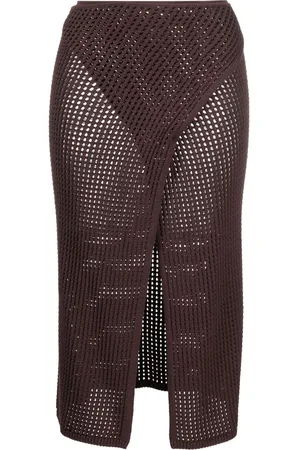 ANDREADAMO Front-slit crochet-knit midi skirt