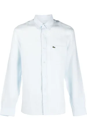 Lacoste Logo-embroidered linen shirt