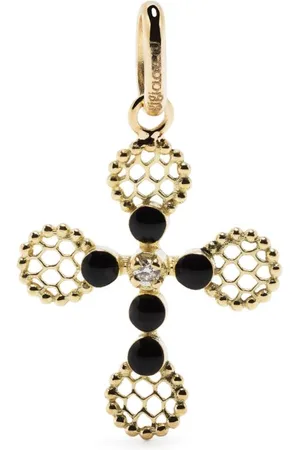 GIGI CLOZEAU 18kt yellow Lace Cross diamond pendant
